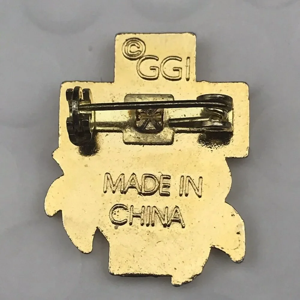 GGI Enamel Pin Gold Toned Religious Easter Lily Cross Enamel Christian Faith
